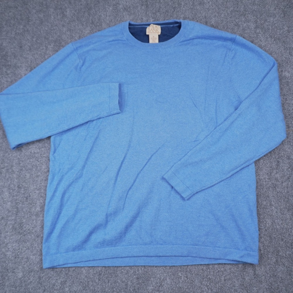 Jos. A. Bank Sweater Mens XL Blue Cotton Cashmere Blend Crew Neck 1431-01139